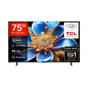 TCL Smart Google TV 75" QLED 4K UHD (2026 Model), HVA Panel, Wide Color Gamut, Voice Control, Frameless Design T69D