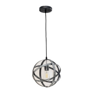 Tronic Silver Orb Pendant Light with Textured Metallic Bands