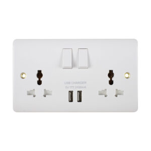 Tronic Universal Switch Socket Twin With 2 x USB