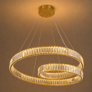 Tronic Luxury Double Ring Crystal Pendant Light – 100W LED Chandelier