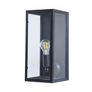 Tronic Classic Black Outdoor Wall Light – Glass Panel Design