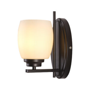 Tronic Black Oval-Base Fixture with Frosted White Glass Shade
