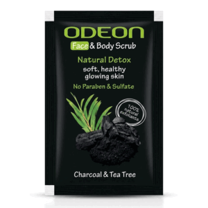 Odeon Face & Body Scrub, Natural Detox, Charcoal & Tea Tree, 10ml, Sachet OFBSND10 (Pack of 10)