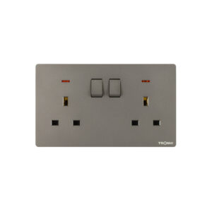 Tronic Grey - Twin Switch Socket with Neon