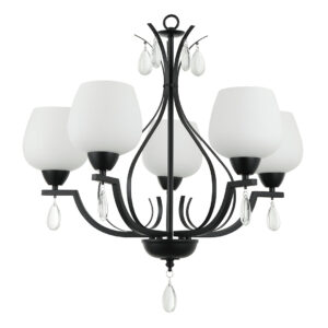Tronic Black & White 5-Light Frosted Glass Pendant