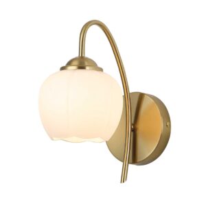 Tronic Decorative Globe Frosted Glass Wall Light with Gold Arm