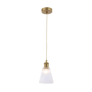 Tronic Cone Crystal Glass Pendant Light with Brass Accent