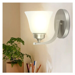 Tronic Premium Indoor Wall Light Matte Silver Wall Sconce with Frosted Glass Shade
