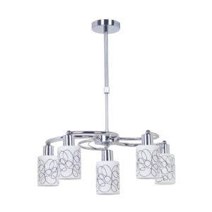 Tronic Silver 5-Light Decorative Pendant Lamp with Patterned Glass