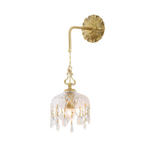 Tronic Vintage Crystal Wall Light with Brass Arm