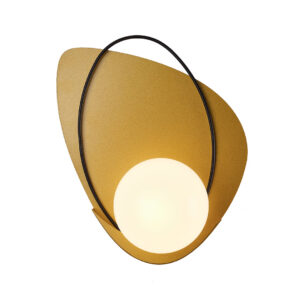 Tronic Golden Accent Wall Fixture with White Glass & Black Frame