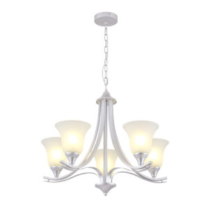 Tronic Silver 5-Arm Chandelier with Frosted Glass Shades (E27)