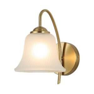 Tronic Decorative Frosted Glass Bell Wall Light with Gold Arm