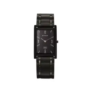 Titan Watch Titan Edge Black Dial Analog Watch for Men with Stainless Steel Strap 1043NM01