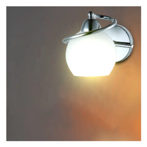 Tronic Contemporary Silver Wall Light With Frosted Glass Shade