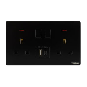 Tronic Black - Twin Switch Socket with USB + Type C