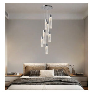 Tronic Modern Glass Cylinder Pendant Chandelier 7 Lamp