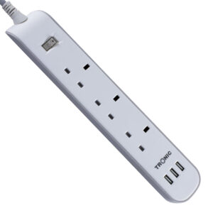Tronic 3-Way Extension Socket with 3 USB & Neon