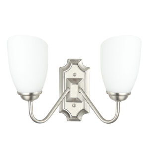 Tronic Modern Silver Double Wall Light with Frosted Glass Shades