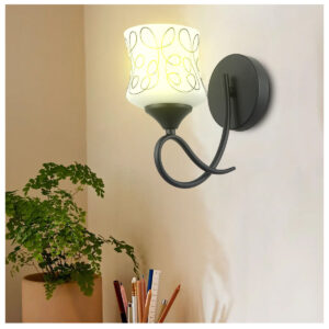 Tronic Artistic Patterned Wall Lamp Frosted Glass Shade and Matte Black Light