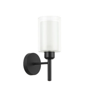 Tronic Single Wall Light with Clear Glass Shade Black