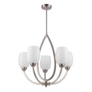 Tronic Silver & White 5-Light Pendant with Frosted Glass Shades