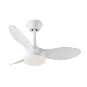 Tronic Minimalist White Ceiling Fan with LED Light – 3 Blades