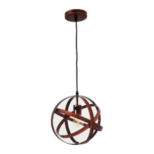 Tronic Rustic Orb Pendant Light with Cross-Band Iron Frame