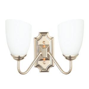Tronic Modern Golden Double Wall Light with Frosted Glass Shades