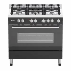 Hisense Cooker Free Standing 90x60cm Full Gas Burners, Electric Oven & Electric Grill , Glass Lid, Silver HFS90GA5EBL