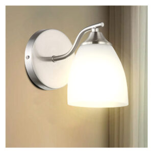 Tronic Modern Matte Silver Wall Sconce With Frosted Glass Shade Indoor Lighting
