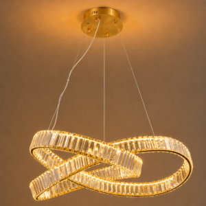 Tronic Luxury Infinity Crystal Pendant Light – Gold LED Chandelier