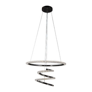 Tronic Black Spiral LED Pendant Light – 60W, Crystal Glow Finish