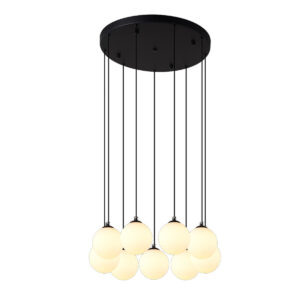 Tronic 9-Globe Modern Pendant Chandelier with Matte Black Finish