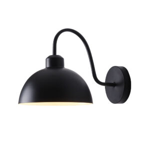 Tronic Curved Black Wall Light with Dome Shade