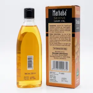 Marhaba Almond Hair Oil, 200ml, Nourishes Hair, Promotes Healthy Shine and Helps Reduce Dryness, MHOA200L