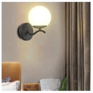 Tronic Modern Minimalist Wall Lamp Frosted Glass Globe Light Black