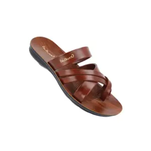 Walkaroo Men's Sandal Daily Wear, Dark Brown, 41X45, Lightweight PU Sole, Criss-Cross Toe Design, Durable Comfort for Ethnic & Casual Wear W5687DBR