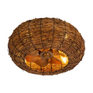 Tronic Woven Rattan Ceiling Fan Light – E27 Base, Natural Finish