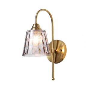 Tronic Modern Diamond-Cut Glass Wall Light with Brass Finish