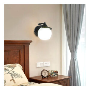 Tronic Contemporary Black Wall Light With Frosted Glass Shade