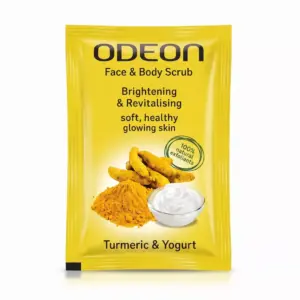 Odeon Face & Body Scrub, Brightening & Revitalising Turmeric & Yogurt, 10ml, Sachet OFBSBR10 (Pack of 10)