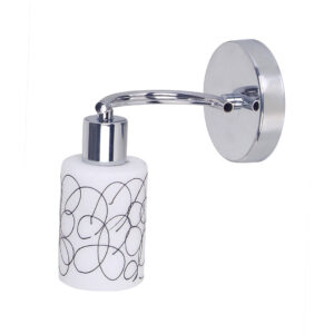 Tronic Silver Wall Lamp with Decorative Patterned Glass Shade