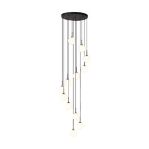 Tronic 12-Globe Spiral Pendant Chandelier with Matte Black Finish