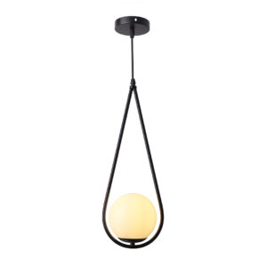 Tronic Black Drop Pendant with Glass Globe