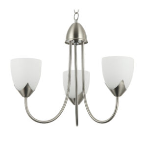 Tronic Silver & White 3-Light Pendant with Frosted Glass Shades