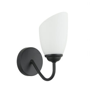 Tronic Modern Black Wall Light with Frosted Glass Tulip Shade