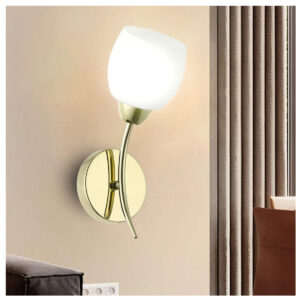 Tronic Gold Modern Chrome Wall Lamp Sconce with Frosted Glass Shade