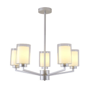 Tronic Silver 5-Light Pendant Lamp with Frosted Cylindrical Shades (E27)
