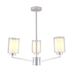Tronic Silver 3-Light Pendant Lamp with Frosted Cylindrical Shades (E27)